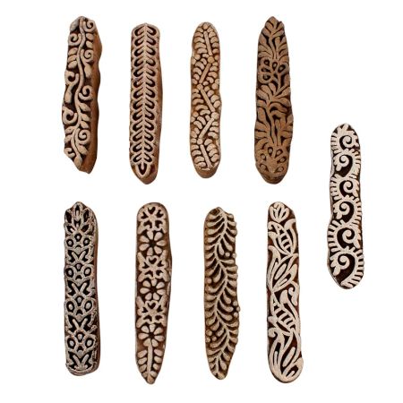 Set of 9 Piece New Mix Wooden Printing Blocks